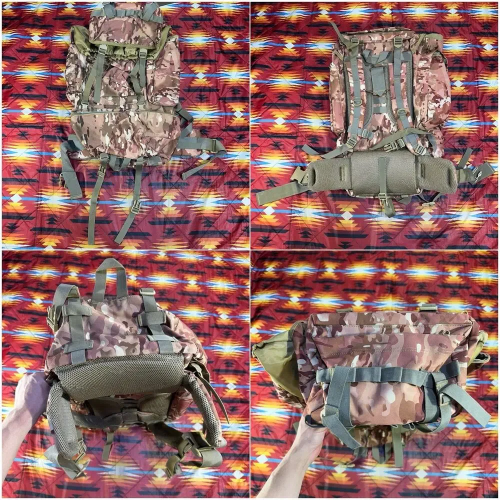 Camo Zipper Pockets Rucksack 26” Backpack Hiking Adjustable Padded